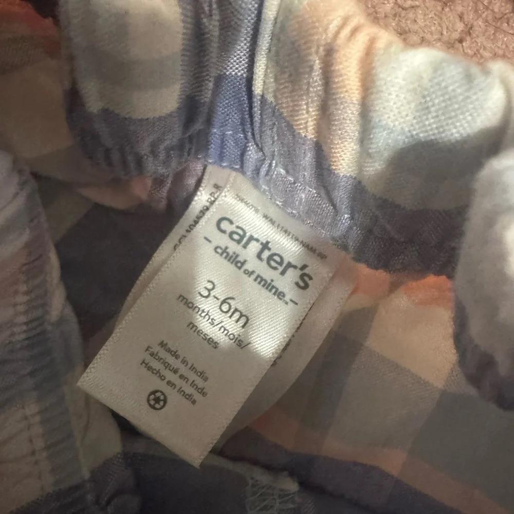 Carter's 3-6M Pastel Plaid outfit set